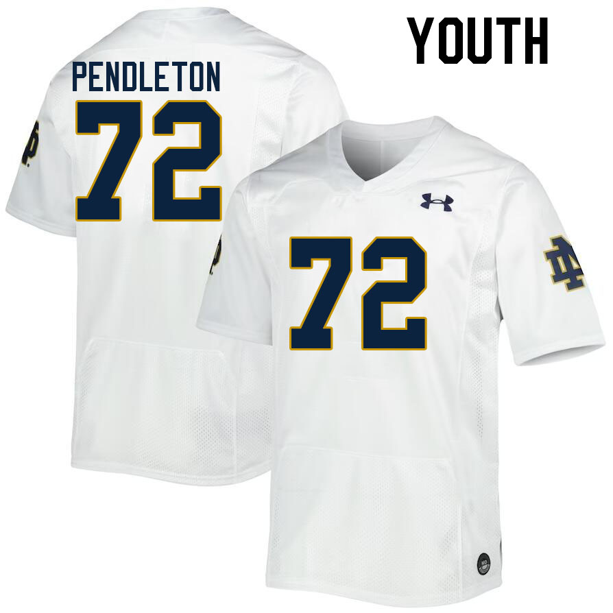 Youth #72 Sam Pendleton Notre Dame Fighting Irish College Football Jerseys Stitched-White - Click Image to Close